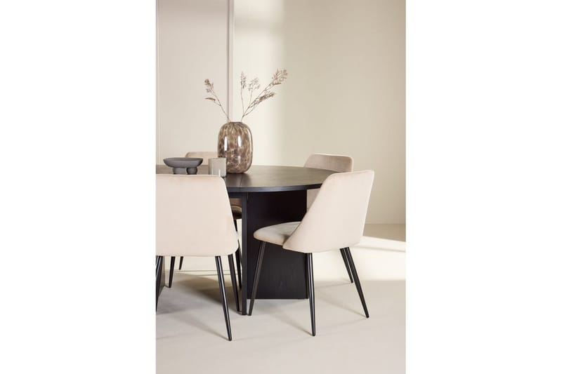Spisegruppe Strada Rund 120/170 cm Svart med Night Stoler 6 stk - 6 stk - Møbler - Bord - Spisegrupper