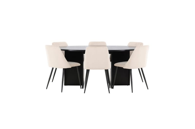 Spisegruppe Strada Rund 120/170 cm Svart med Night Stoler 6 stk - 6 stk - Møbler - Bord - Spisegrupper