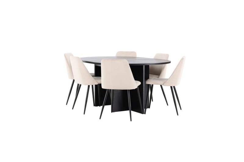 Spisegruppe Strada Rund 120/170 cm Svart med Night Stoler 6 stk - 6 stk - Møbler - Bord - Spisegrupper