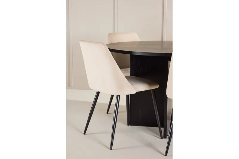 Spisegruppe Strada Rund 120/170 cm Svart med Night Stoler 6 stk - 6 stk - Møbler - Bord - Spisegrupper