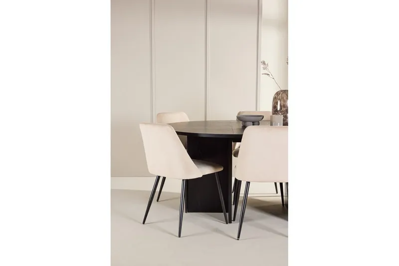 Spisegruppe Strada Rund 120/170 cm Svart med Night Stoler 6 stk - 6 stk - Møbler - Bord - Spisegrupper