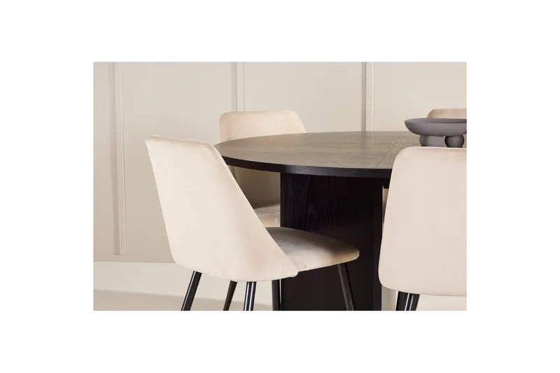 Spisegruppe Strada Rund 120/170 cm Svart med Night Stoler 6 stk - 6 stk - Møbler - Bord - Spisegrupper