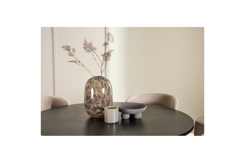Spisegruppe Strada Rundt 120/170 cm Svart med Astoria Stoler 4 stk, Beige - 4 stk, Beige - Møbler - Bord - Spisegrupper