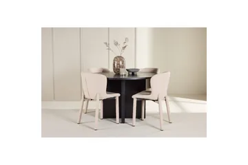 Spisegruppe Strada Rundt 120/170 cm Svart med Astoria Stoler 4 stk, Beige - 4 stk, Beige - Møbler - Bord - Spisegrupper
