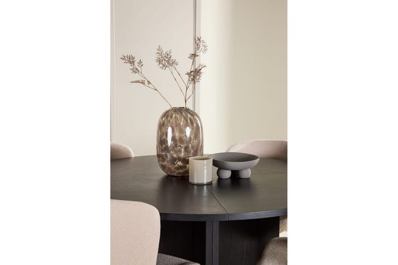 Spisegruppe Strada Rundt 120/170 cm Svart med Astoria Stoler 4 stk, Beige - 4 stk, Beige - Møbler - Bord - Spisegrupper