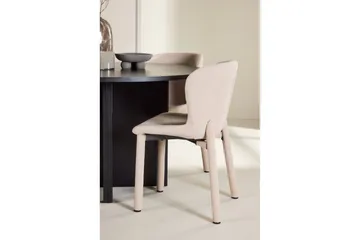 Spisegruppe Strada Rundt 120/170 cm Svart med Astoria Stoler 4 stk, Beige - 4 stk, Beige - Møbler - Bord - Spisegrupper