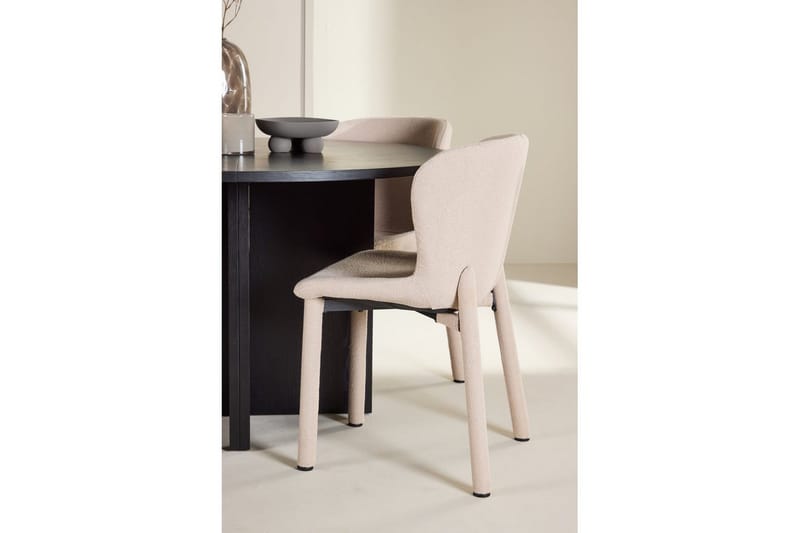 Spisegruppe Strada Rundt 120/170 cm Svart med Astoria Stoler 4 stk, Beige - 4 stk, Beige - Møbler - Bord - Spisegrupper