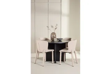 Spisegruppe Strada Rundt 120/170 cm Svart med Astoria Stoler 4 stk, Beige - 4 stk, Beige - Møbler - Bord - Spisegrupper