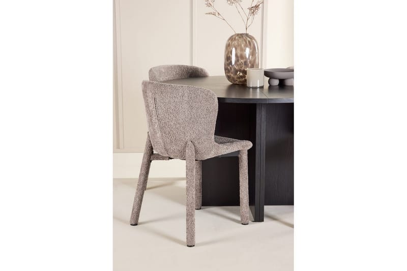 Spisegruppe Strada Rundt 120/170 cm Svart med Astoria Stoler 4 stk, Brun - 4 stk, Brun - Møbler - Bord - Spisegrupper