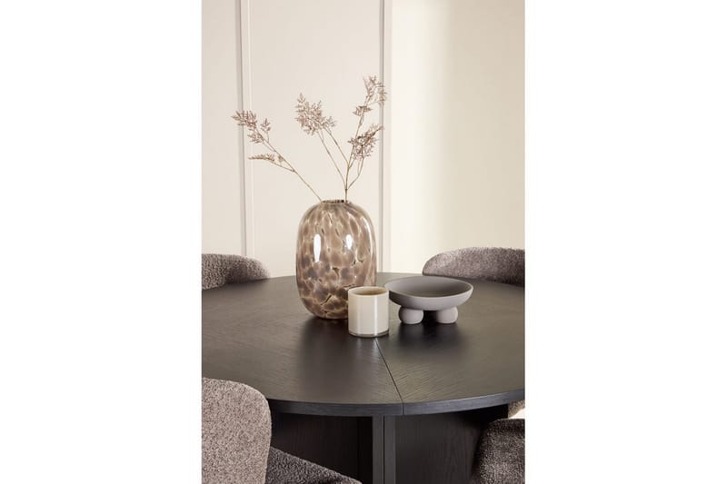 Spisegruppe Strada Rundt 120/170 cm Svart med Astoria Stoler 4 stk, Brun - 4 stk, Brun - Møbler - Bord - Spisegrupper