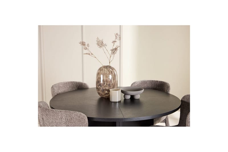 Spisegruppe Strada Rundt 120/170 cm Svart med Astoria Stoler 4 stk, Brun - 4 stk, Brun - Møbler - Bord - Spisegrupper