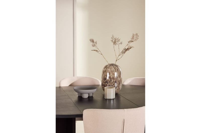 Spisegruppe Strada Rundt 120/170 cm Svart med Astoria Stoler 6 stk, Beige - 6 stk, Beige - Møbler - Bord - Spisegrupper