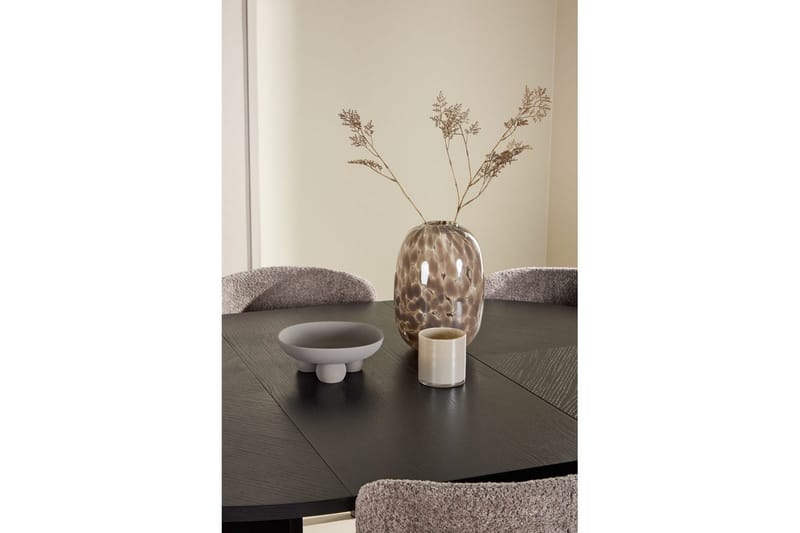 Spisegruppe Strada Rundt 120/170 cm Svart med Astoria Stoler 6 stk, Brun - 6 stk, Brun - Møbler - Bord - Spisegrupper