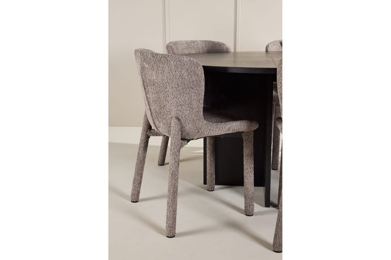 Spisegruppe Strada Rundt 120/170 cm Svart med Astoria Stoler 6 stk, Brun - 6 stk, Brun - Møbler - Bord - Spisegrupper