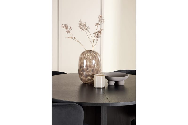 Spisegruppe Strada Rundt 120/170 cm Svart med Edina Stoler 4 stk, Svart - 4 stk, Svart - Møbler - Bord - Spisegrupper