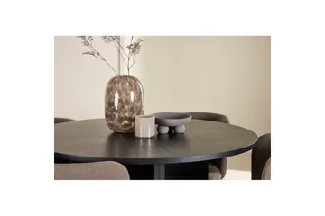 Spisegruppe Strada Rundt 120/170 cm Svart med Edina Stoler 4 stk, Svart / Brun - 4 stk, Svart / Brun - Møbler - Bord - Spisegrupper