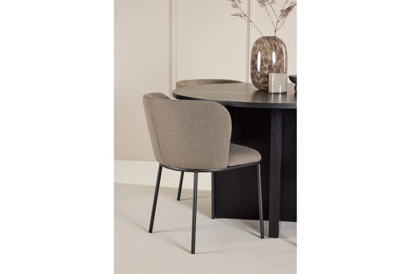 Spisegruppe Strada Rundt 120/170 cm Svart med Edina Stoler 4 stk, Svart / Brun - 4 stk, Svart / Brun - Møbler - Bord - Spisegrupper