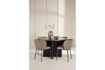 Spisegruppe Strada Rundt 120/170 cm Svart med Edina Stoler 4 stk, Svart / Brun - 4 stk, Svart / Brun - Møbler - Bord - Spisegrupper