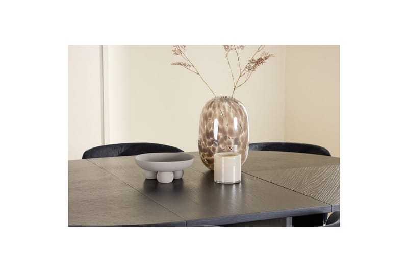 Spisegruppe Strada Rundt 120/170 cm Svart med Edina Stoler 6 stk, Svart - 6 stk, Svart - Møbler - Bord - Spisegrupper