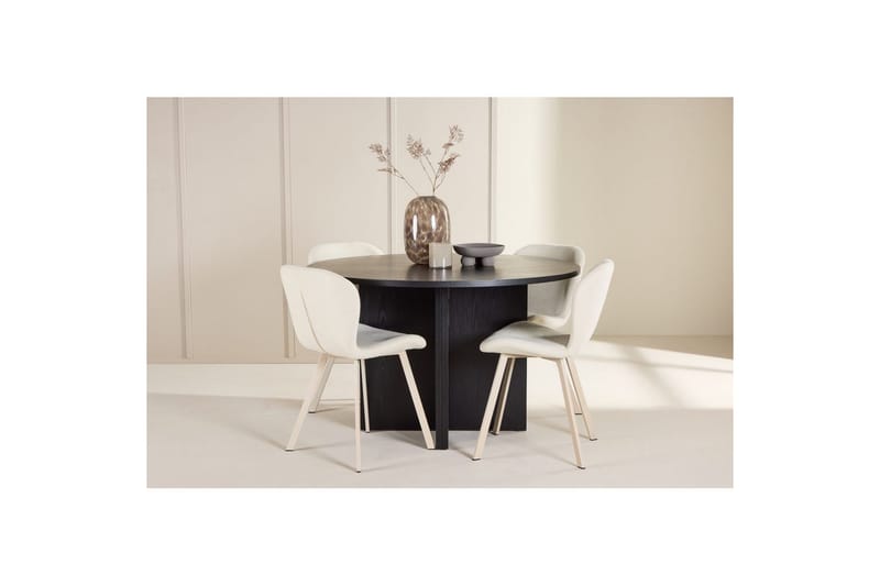 Spisegruppe Strada Rundt 120/170 cm Svart med Lilja Stoler 4 stk - 4 stk - Møbler - Bord - Spisegrupper