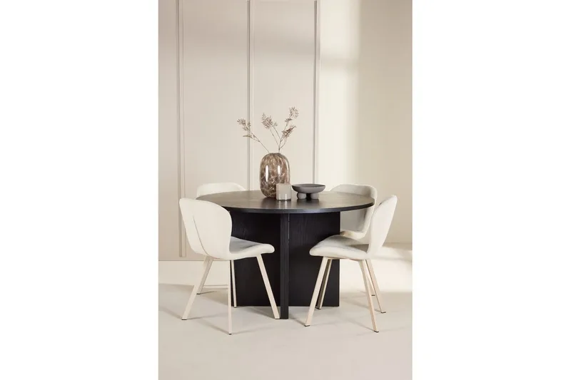 Spisegruppe Strada Rundt 120/170 cm Svart med Lilja Stoler 4 stk - 4 stk - Møbler - Bord - Spisegrupper