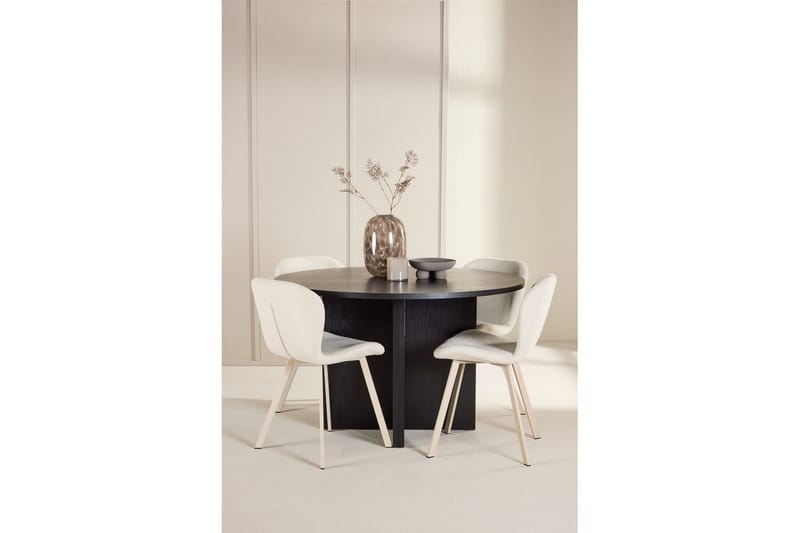 Spisegruppe Strada Rundt 120/170 cm Svart med Lilja Stoler 4 stk - 4 stk - Møbler - Bord - Spisegrupper