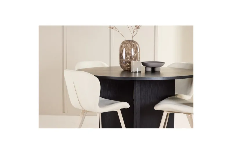 Spisegruppe Strada Rundt 120/170 cm Svart med Lilja Stoler 4 stk - 4 stk - Møbler - Bord - Spisegrupper