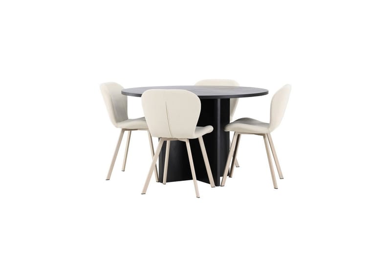 Spisegruppe Strada Rundt 120/170 cm Svart med Lilja Stoler 4 stk - 4 stk - Møbler - Bord - Spisegrupper
