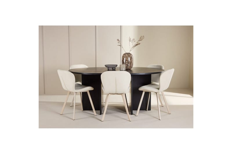 Spisegruppe Strada Rundt 120/170 cm Svart med Lilja Stoler 6 stk - 6 stk - Møbler - Bord - Spisegrupper