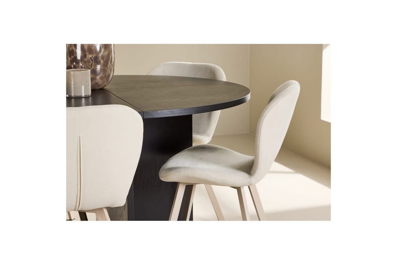 Spisegruppe Strada Rundt 120/170 cm Svart med Lilja Stoler 6 stk - 6 stk - Møbler - Bord - Spisegrupper