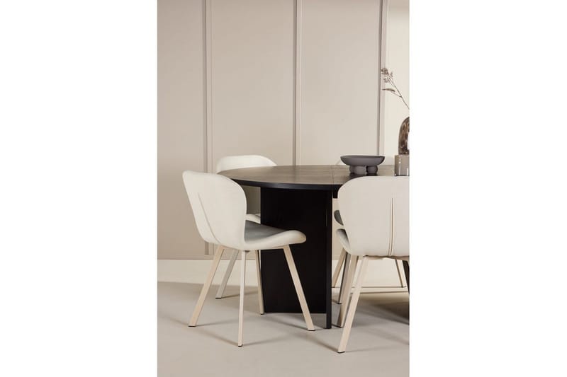 Spisegruppe Strada Rundt 120/170 cm Svart med Lilja Stoler 6 stk - 6 stk - Møbler - Bord - Spisegrupper