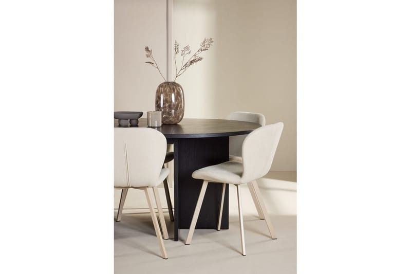 Spisegruppe Strada Rundt 120/170 cm Svart med Lilja Stoler 6 stk - 6 stk - Møbler - Bord - Spisegrupper