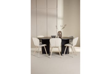 Spisegruppe Strada Rundt 120/170 cm Svart med Lilja Stoler 6 stk - 6 stk - Møbler - Bord - Spisegrupper