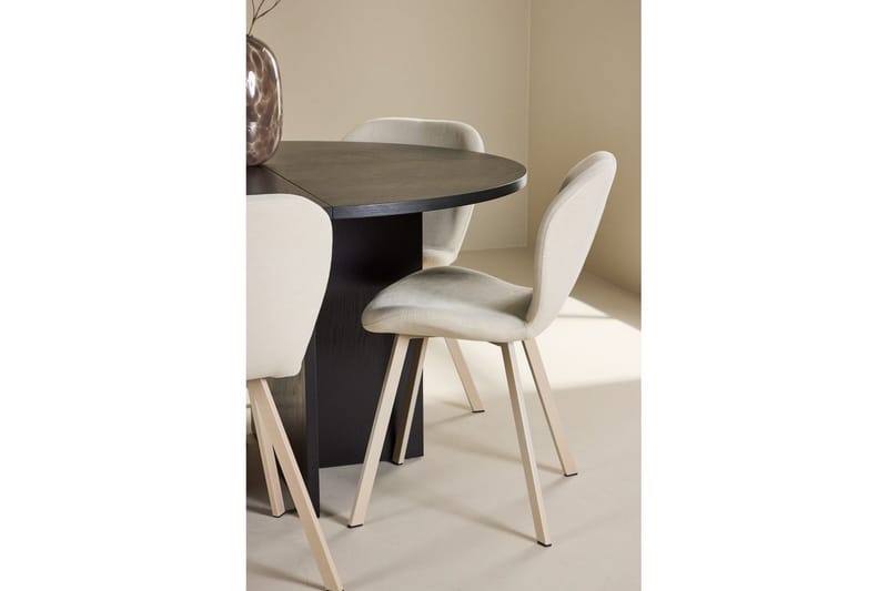 Spisegruppe Strada Rundt 120/170 cm Svart med Lilja Stoler 6 stk - 6 stk - Møbler - Bord - Spisegrupper