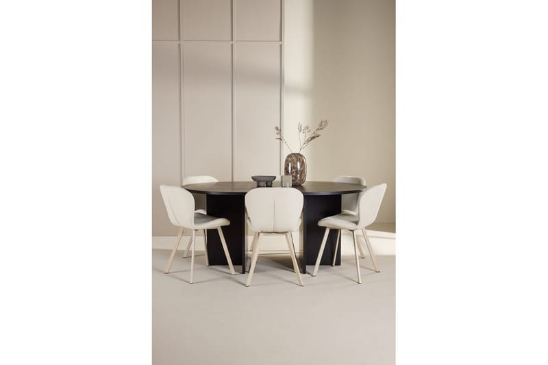 Spisegruppe Strada Rundt 120/170 cm Svart med Lilja Stoler 6 stk - 6 stk - Møbler - Bord - Spisegrupper