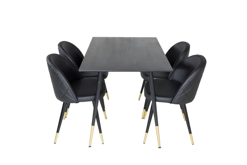 Spisegruppe Venture Home Balisa spisegruppe 120 cm rund med 4 Sedavi-stoler Svart/GULL, undefined