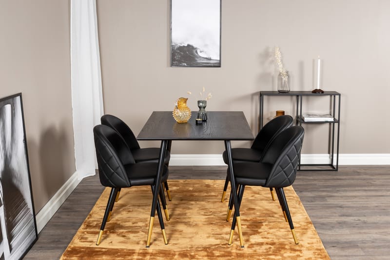 Spisegruppe Venture Home Balisa spisegruppe 120 cm rund med 4 Sedavi-stoler Svart/GULL - Møbler - Bord - Spisegrupper