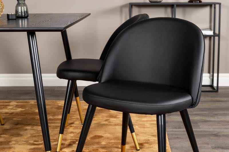 Spisegruppe Venture Home Balisa spisegruppe 120 cm rund med 4 Sedavi-stoler Svart/GULL - Møbler - Bord - Spisegrupper
