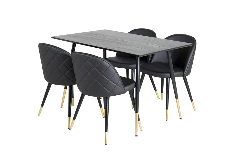 Spisegruppe Venture Home Balisa spisegruppe 120 cm rund med 4 Sedavi-stoler Svart/GULL - Møbler - Bord - Spisegrupper