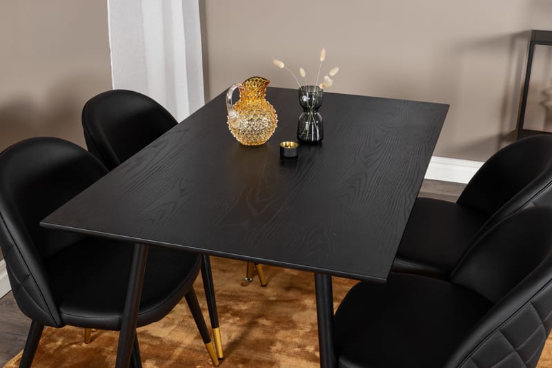 Spisegruppe Venture Home Balisa spisegruppe 120 cm rund med 4 Sedavi-stoler Svart/GULL - Møbler - Bord - Spisegrupper
