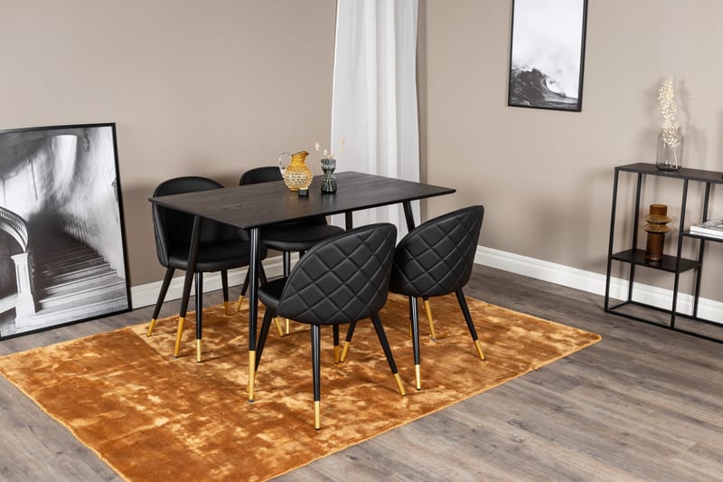 Spisegruppe Venture Home Balisa spisegruppe 120 cm rund med 4 Sedavi-stoler Svart/GULL - Møbler - Bord - Spisegrupper
