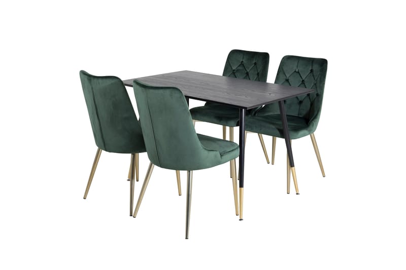 Spisegruppe Venture Home Balisa spisegruppe 120 cm rund med 4 Valera-stoler Svart/GULL/Grønn - Møbler - Bord - Spisegrupper