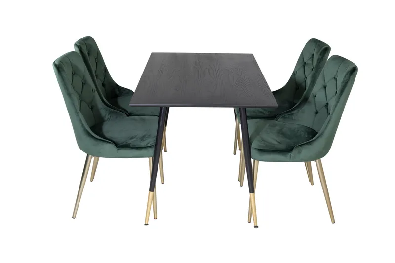 Spisegruppe Venture Home Balisa spisegruppe 120 cm rund med 4 Valera-stoler Svart/GULL/Grønn, undefined