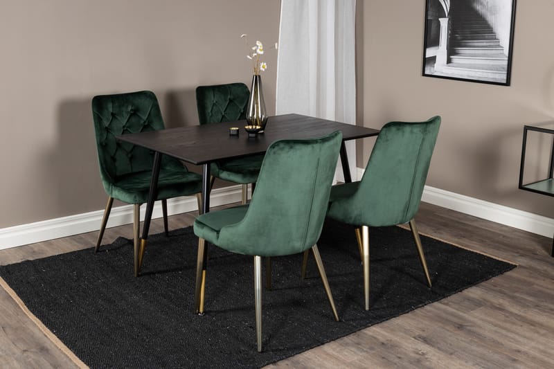 Spisegruppe Venture Home Balisa spisegruppe 120 cm rund med 4 Valera-stoler Svart/GULL/Grønn - Møbler - Bord - Spisegrupper