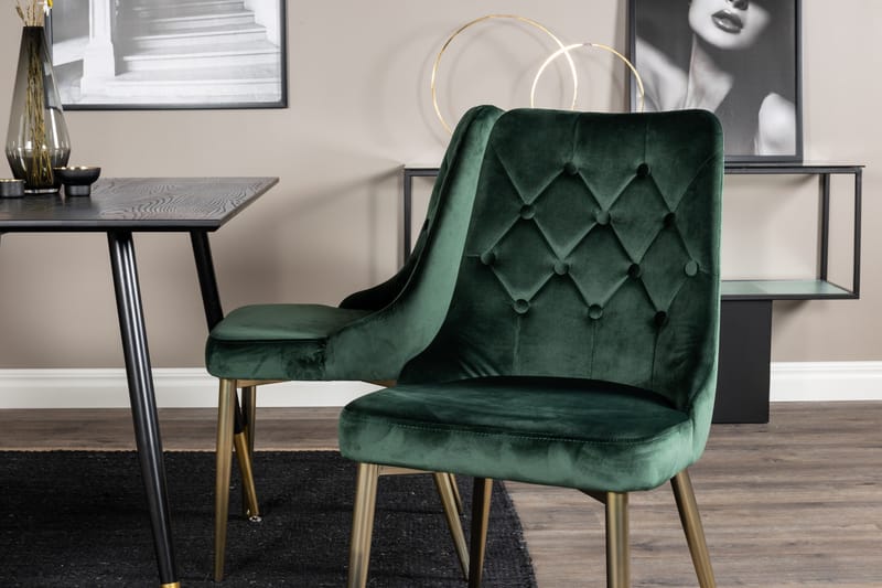 Spisegruppe Venture Home Balisa spisegruppe 120 cm rund med 4 Valera-stoler Svart/GULL/Grønn - Møbler - Bord - Spisegrupper
