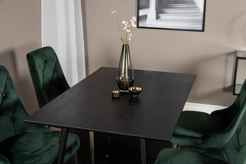 Spisegruppe Venture Home Balisa spisegruppe 120 cm rund med 4 Valera-stoler Svart/GULL/Grønn - Møbler - Bord - Spisegrupper