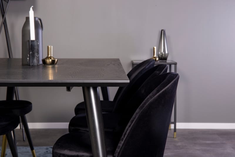 Spisegruppe Venture Home Balisa spisegruppe 180 cm rektangulær med 6 Sedavi-stoler Svart/GULL - Møbler - Bord - Spisegrupper