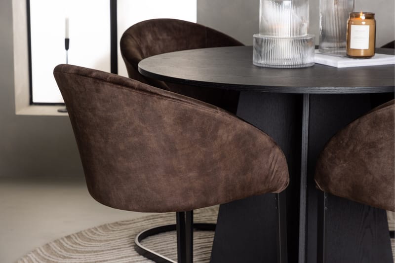 Spisegruppe Venture Home Bootcut spisegruppe 110 cm rund med 4 Evening-stoler Svart/mørk brun - Møbler - Bord - Spisegrupper
