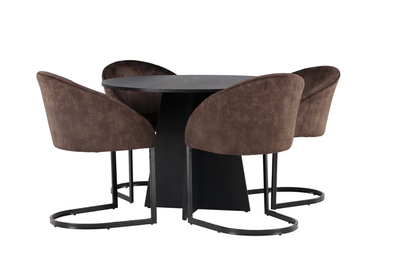 Spisegruppe Venture Home Bootcut spisegruppe 110 cm rund med 4 Evening-stoler Svart/mørk brun - Møbler - Bord - Spisegrupper