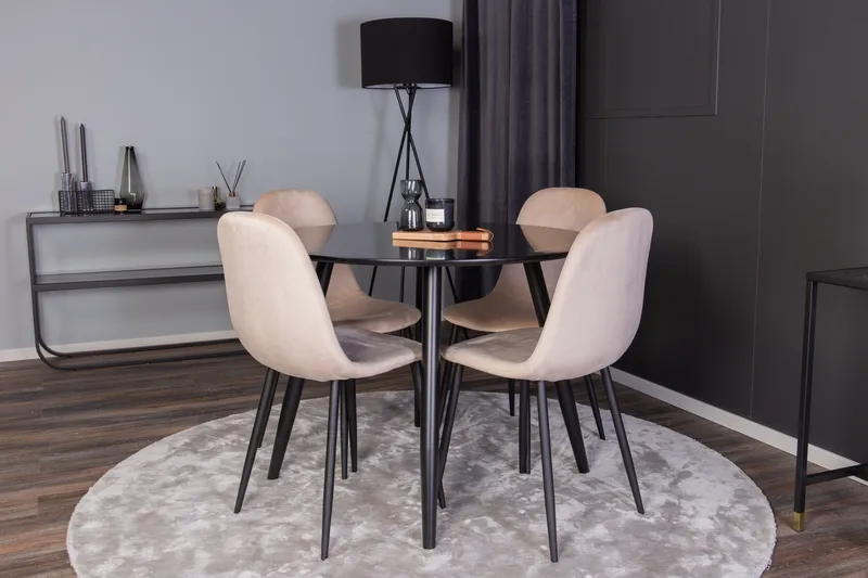 Spisegruppe Venture Home Deandra spisegruppe 100 cm rund med 4 Bennie-stoler Beige/Svart, undefined